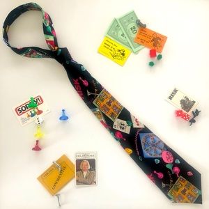 Vintage Nicole Miller Tie Board Games Silk 90s